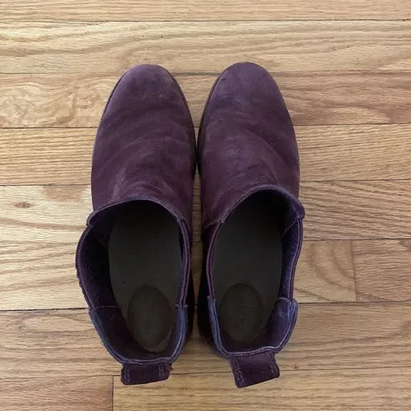 Clarks burgundy suede super comfortable pull on low boots size 9 - Picture 5 of 8